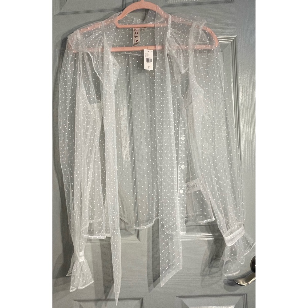 Anthropologie Dolan Sheer Tie-Neck Blouse NWT Size Small - Picture 9 of 15